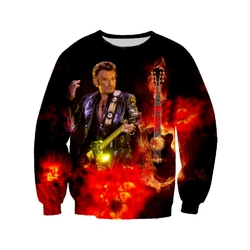 Sweat Johnny Hallyday Flammes – Sweat Rock Noir Homme/Femme