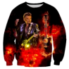 Sweat Johnny Hallyday Flammes – Sweat Rock Noir Homme/Femme